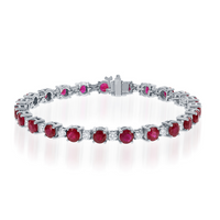 14K White Gold 8.00cttw Ruby & 1.48cttw Diamond Bracelet