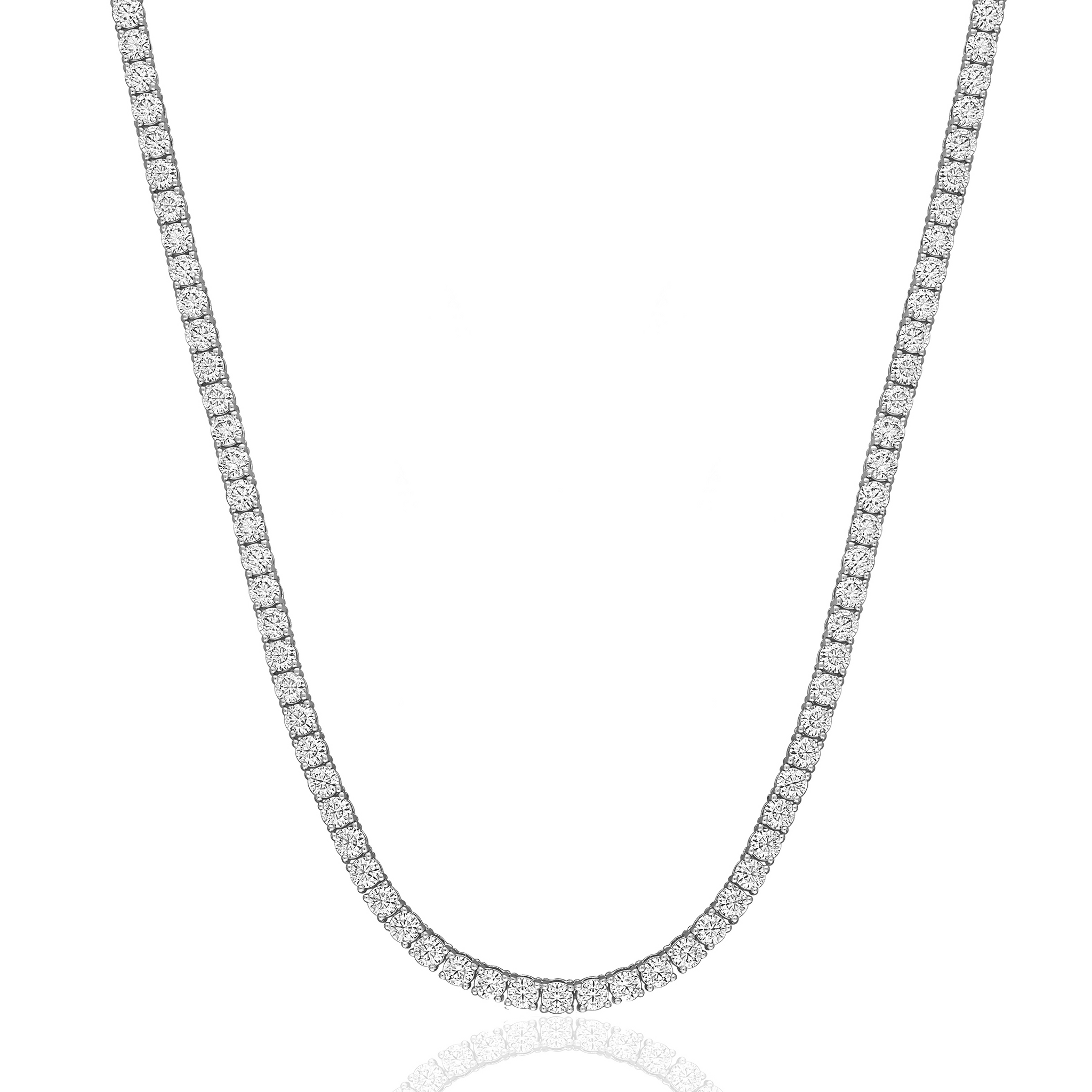 14K White Gold 26.48cttw Diamond Tennis Necklace