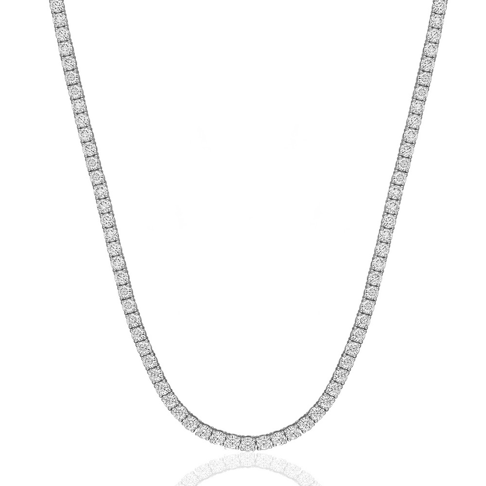 14K White Gold 26.48cttw Diamond Tennis Necklace