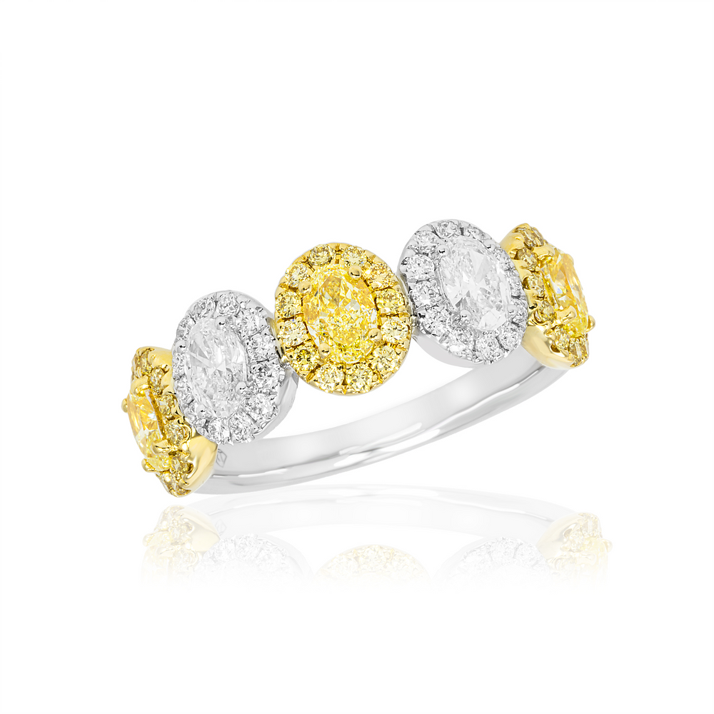 18K Yellow & White Gold 1.09cttw Fancy Yellow Diamond & 0.57cttw Diamond Ring