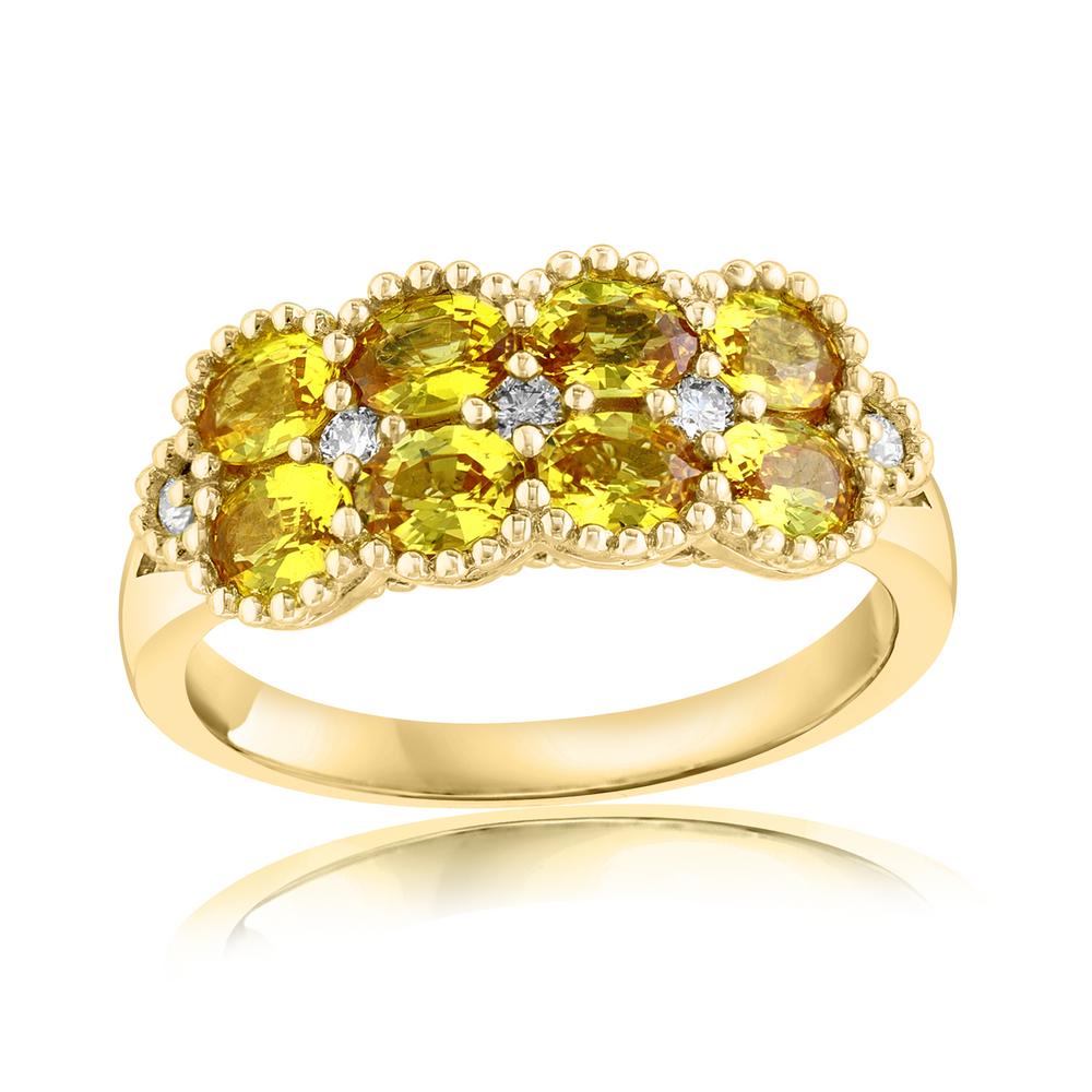 14K Yellow Gold 1.51cttw Yellow Sapphire & 0.10cttw Diamond Ring