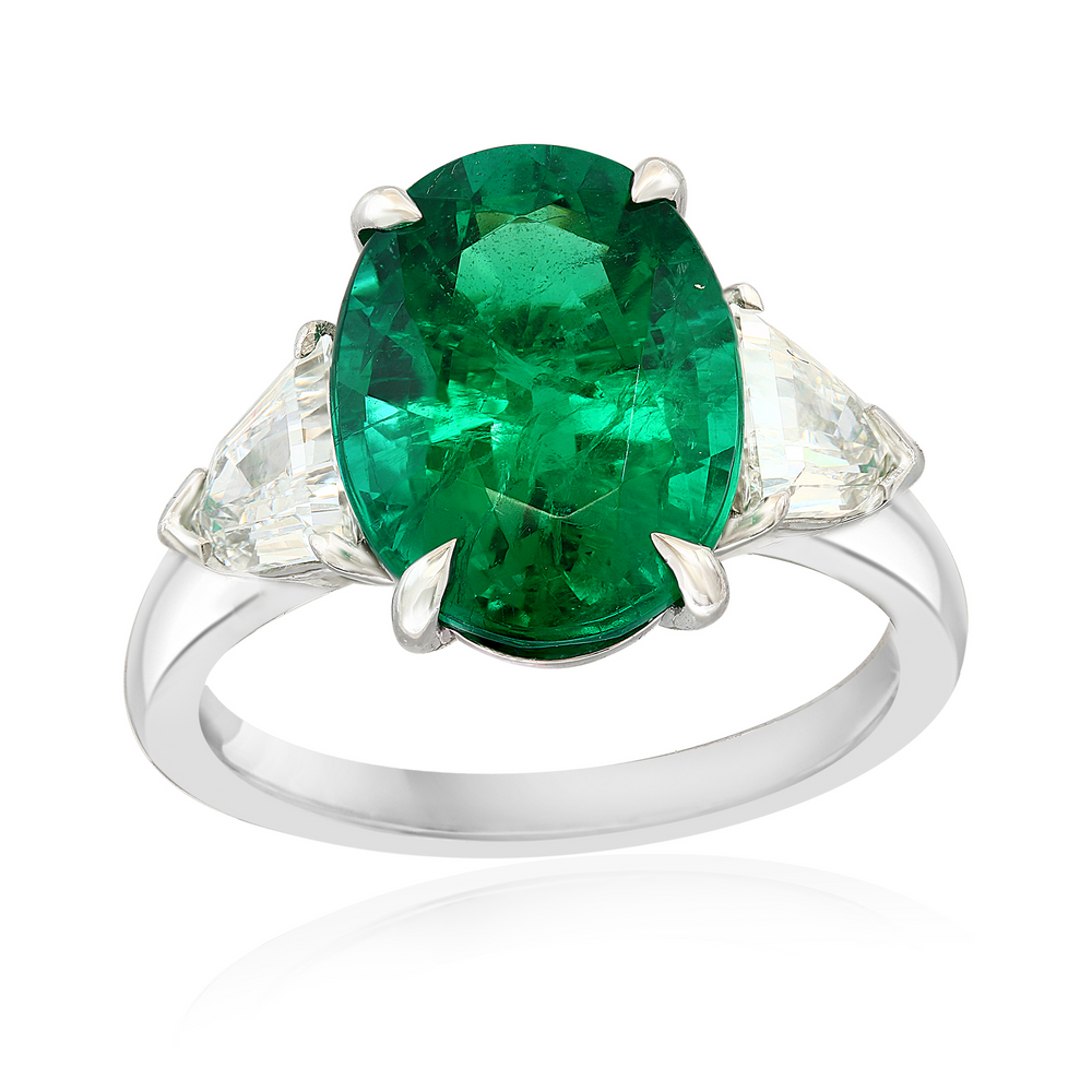 Platinum 4.66ct Emerald & 0.90cttw Diamond Ring