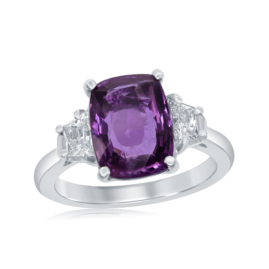 Platinum 4.77ct Purple Sapphire & 0.54cttw Diamond Ring