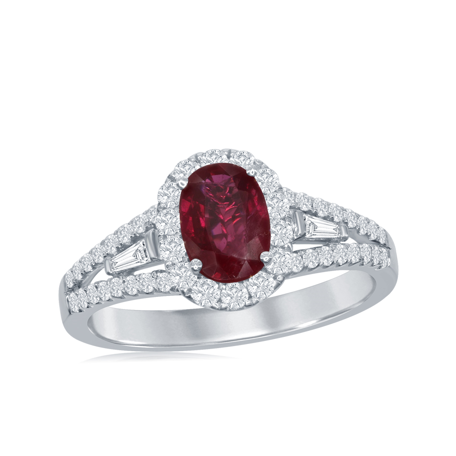 18K White Gold 0.96ct Ruby & 0.52cttw Diamond Ring