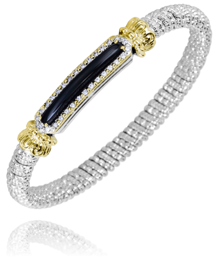 Sterling Silver & Yellow Gold Diamond and Black Onyx Bracelet by VAHAN