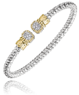Sterling Silver & 14K YG 3mm 0.07cttw Diamond Band Bracelet by Vahan