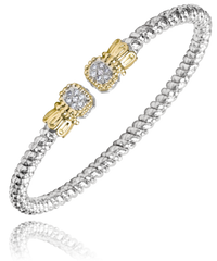 Sterling Silver & 14K YG 3mm 0.07cttw Diamond Band Bracelet by Vahan