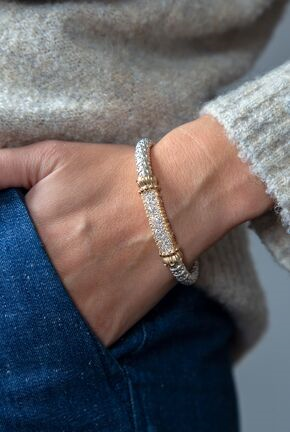 Sterling Silver & Yellow Gold Diamond Closed Band Bracelet by VAHAN