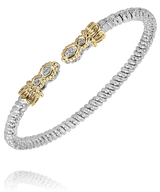 Sterling Silver & 14K Yellow Gold 0.06cttw Diamond 3mm Open Band Bracelet by Vahan