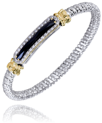 Sterling Silver & 14K Yellow Gold 0.23cttw Diamond & Black Onyx Bracelet by Vahan