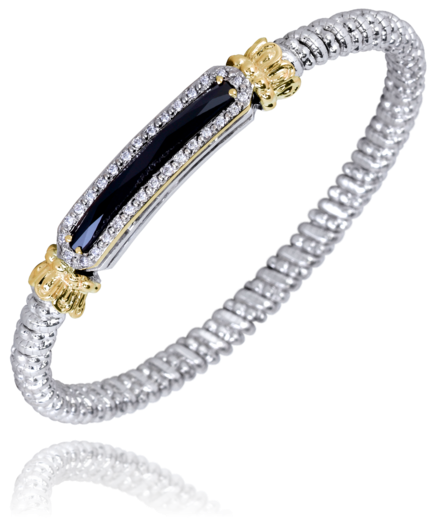 Sterling Silver & 14K Yellow Gold 0.23cttw Diamond & Black Onyx Bracelet by Vahan