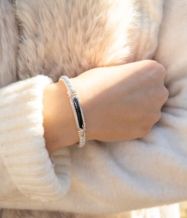 Sterling Silver & 14K Yellow Gold 0.23cttw Diamond & Black Onyx Bracelet by Vahan