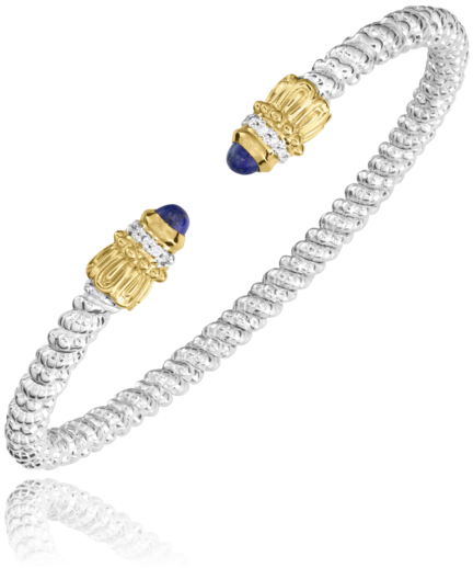 Sterling Silver & 14K Yellow Gold 0.08cttw Diamond & Lapis Lazuli Bracelet By Vahan