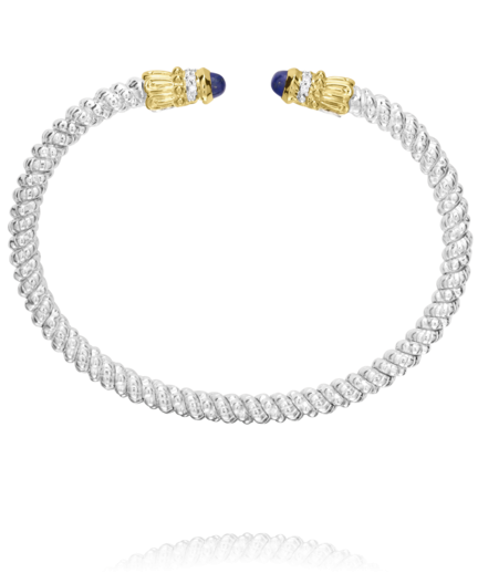 Sterling Silver & 14K Yellow Gold 0.08cttw Diamond & Lapis Lazuli Bracelet By Vahan