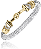Sterling Silver and 14K YG 6mm 0.14cttw Diamond Closed Band Bracelet by Vahan