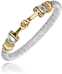 Sterling Silver and 14K YG 6mm 0.14cttw Diamond Closed Band Bracelet by Vahan