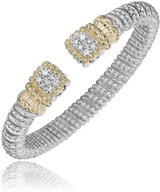 Sterling Silver & Yellow Gold Diamond Open Band Bracelet by VAHAN