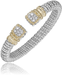 Sterling Silver & Yellow Gold Diamond Open Band Bracelet by VAHAN