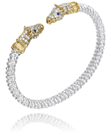 Sterling Silver & 14K YG 4mm 0.52cttw Blue Sapphire Open Band Bracelet by Vahan