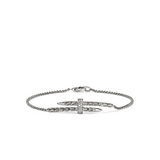 Spear Silver 0.08cttw Diamond Pave Station Bracelet with 1.5mm Rolo Chain by John Hardy