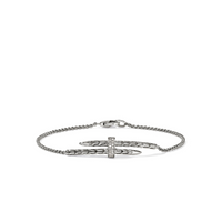 Spear Silver 0.08cttw Diamond Pave Station Bracelet with 1.5mm Rolo Chain by John Hardy