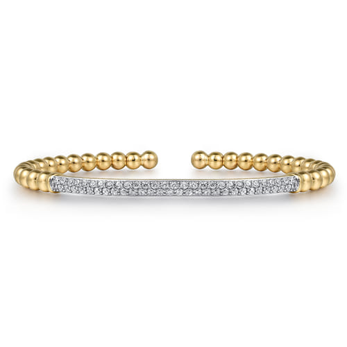 14K Yellow Gold 0.76cttw SI H-I Diamond Pave Bar Bujukan Split Bangle by Gabriel