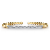 14K Yellow Gold 0.76cttw SI H-I Diamond Pave Bar Bujukan Split Bangle by Gabriel