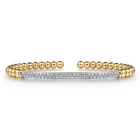14K Yellow Gold 0.76cttw SI H-I Diamond Pave Bar Bujukan Split Bangle by Gabriel