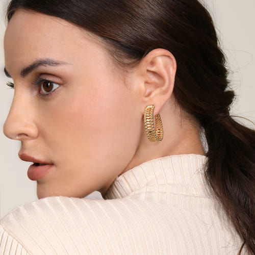 14K Yellow Gold 30mm Bujukan Classic Hoop Earrings by Gabriel