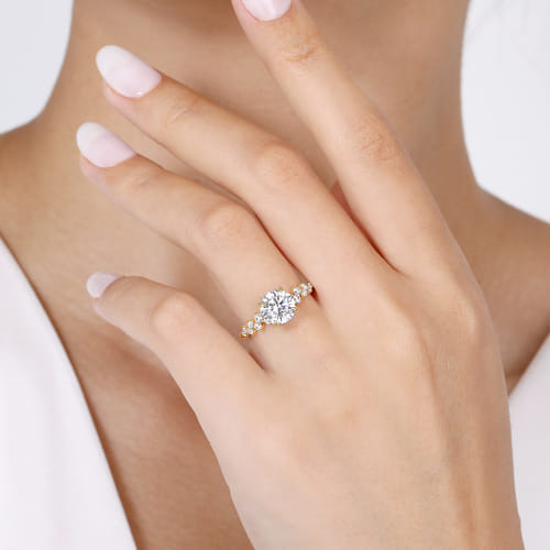 14K Yellow Gold Round Center Semi-Mount Engagement Ring by Gabriel & Co