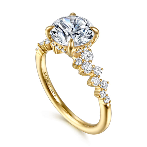 14K Yellow Gold Round Center Semi-Mount Engagement Ring by Gabriel & Co