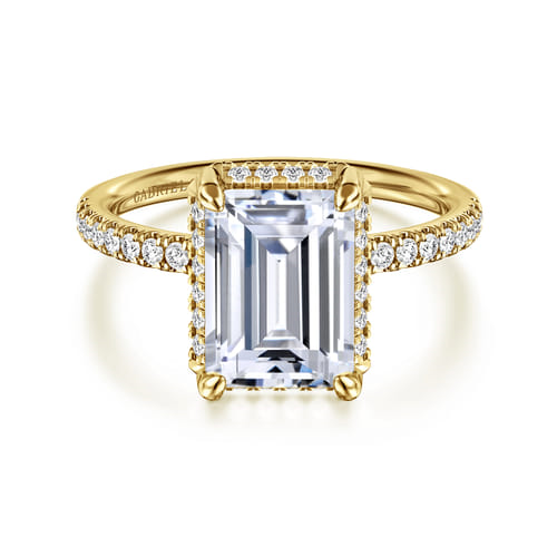 14K Yellow Gold Emerald Cut Engagement Ring by Gabriel & Co