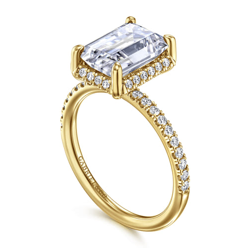 14K Yellow Gold Emerald Cut Engagement Ring by Gabriel & Co