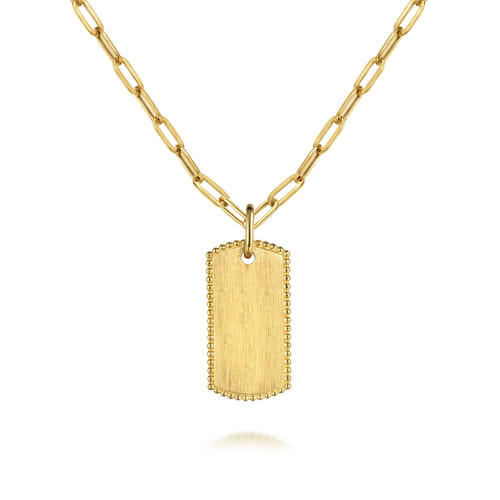 14K Yellow Gold Dog Tap Pendant Hollow Chain Necklace 18" by Gabriel