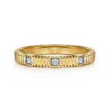 14K Yellow Gold Textured Diamond Ring by Gabriel & Co