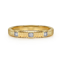 14K Yellow Gold Textured Diamond Ring by Gabriel & Co