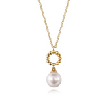 14K Yellow Gold Fresh Water Pearl Bujukan Drop Necklace by Gabriel