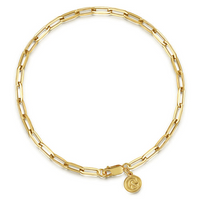 14K Yellow Gold Hollow Paperclip Chain Bracelet 7" by Gabriel