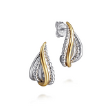 Sterling Silver and Yellow Gold Two-Tone Tear Drop Bujukan Earrings