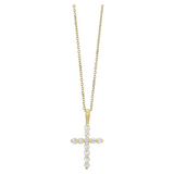 14K Yellow Gold 0.10cttw Diamond Cross Pendant