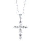 14K White Gold 0.20cttw Diamond Pendant Cross