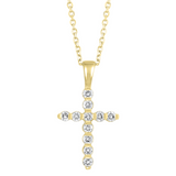 14K Yellow Gold 0.20cttw Diamond Cross Pendant