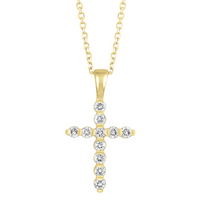 14K Yellow Gold 0.20cttw Diamond Cross Pendant