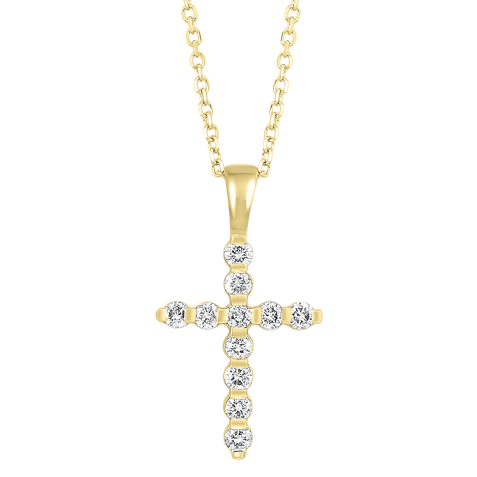14K Yellow Gold 0.20cttw Diamond Cross Pendant