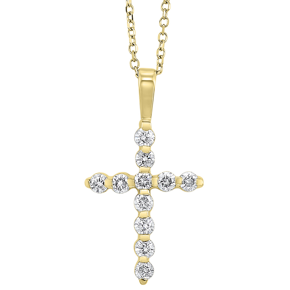 14K Yellow Gold 0.33cttw Diamond Cross Pendant