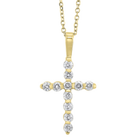14K Yellow Gold 0.33cttw Diamond Cross Pendant