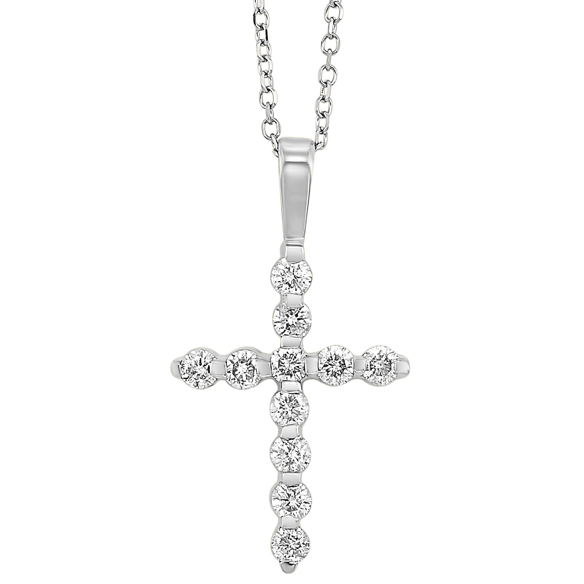 14K White Gold 0.50cttw Diamond Cross Pendant