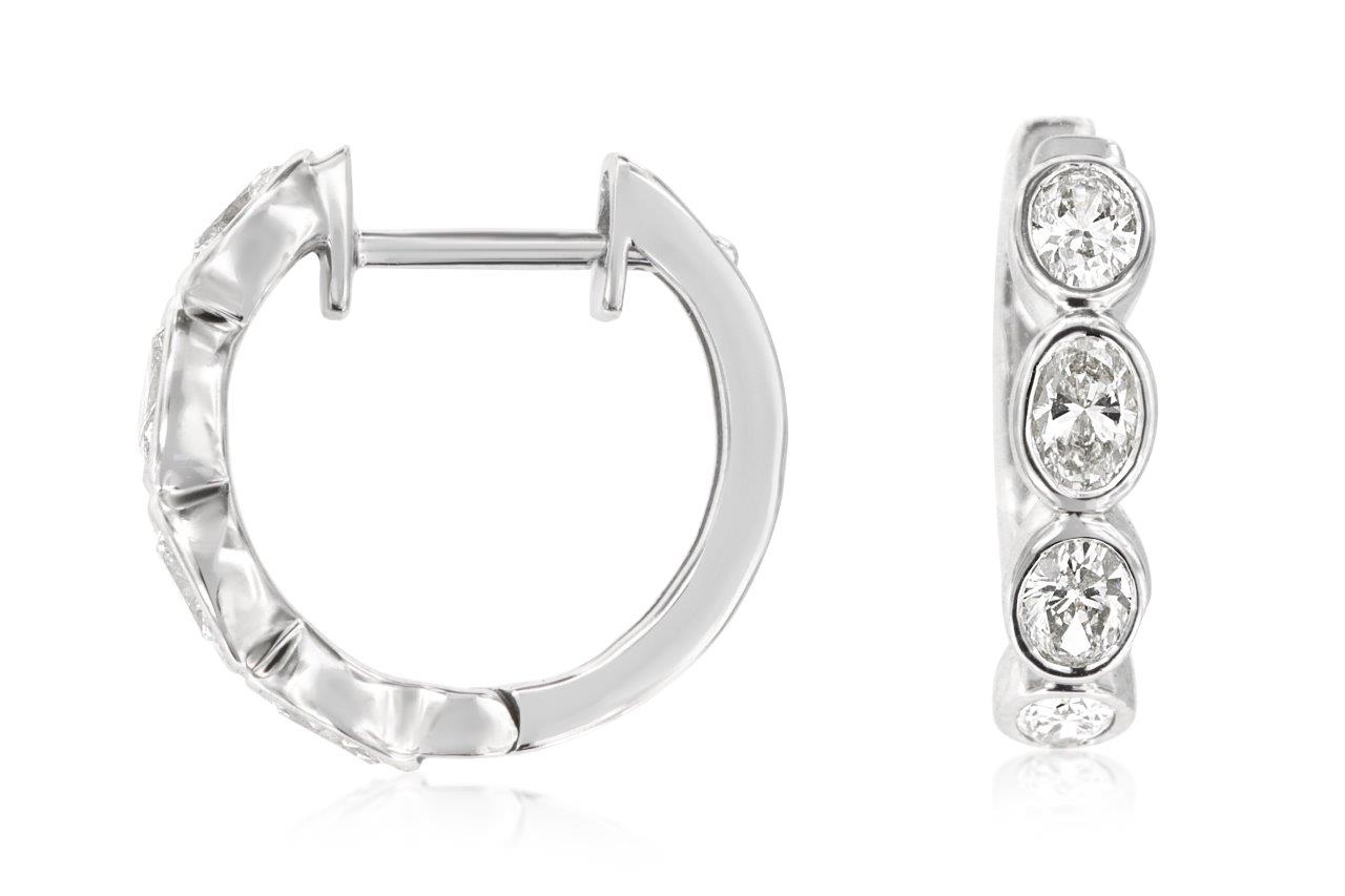 14K White Gold 0.82cttw Bezel Set Diamond Earrings by RJM