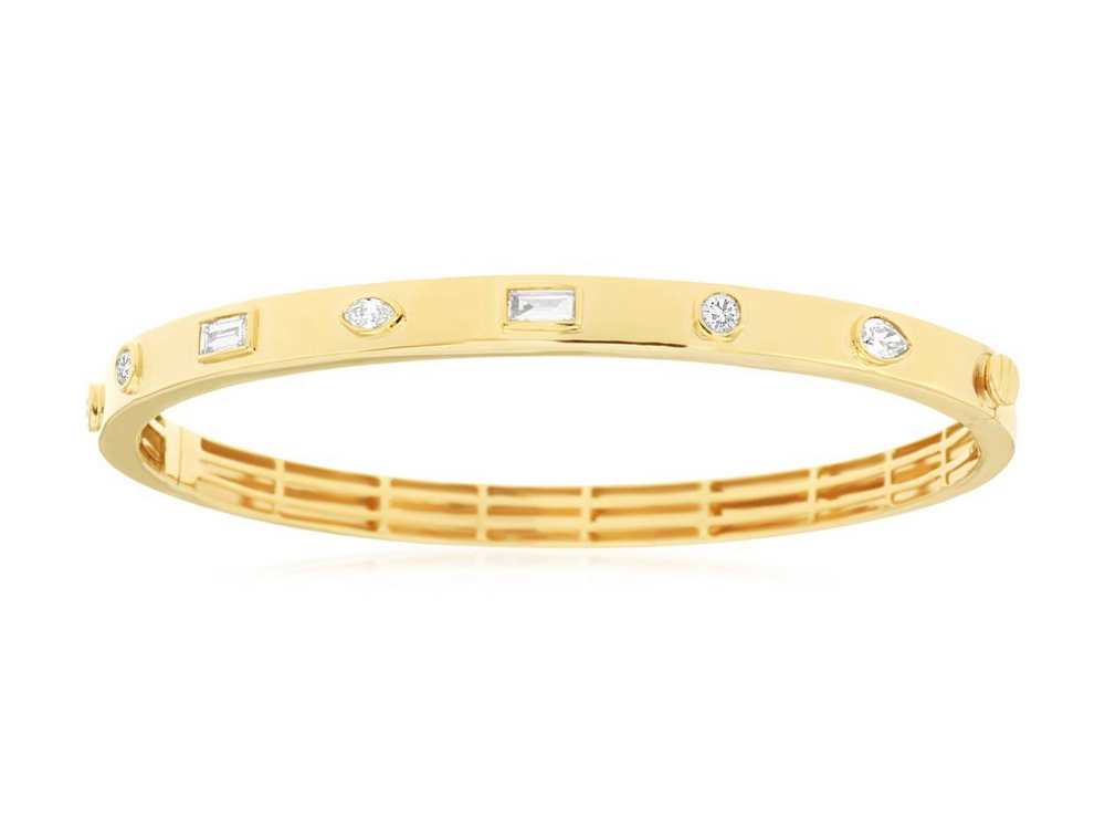 14K Yellow Gold 0.65cttw Diamond Bangle by RJM