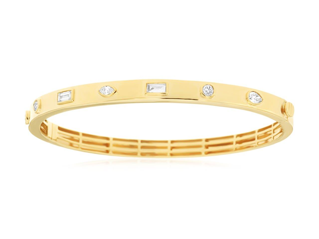 14K Yellow Gold 0.65cttw Diamond Bangle by RJM